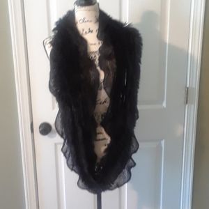 Fuzzy knit infinity scarf